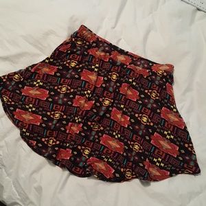 Aztec Pattern Circle Skirt, pink black mini skirt